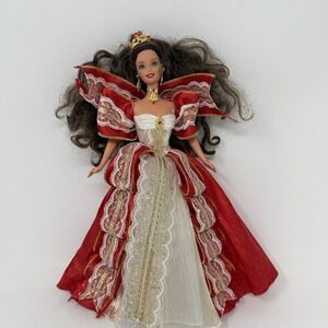 1997 Barbie Happy Holidays 10th Anniversary Special Edition Brunette Green Eyes